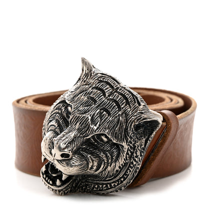Gucci Calfskin Brass Feline Buckle Belt 90 36 Toscano 1 of 5