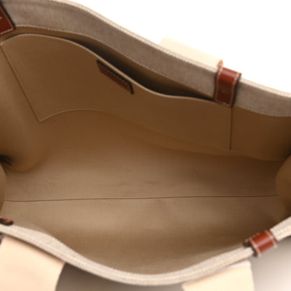 Chloe Cotton Calfskin Large Woody Ribbon Tote White Brown 9 of 15