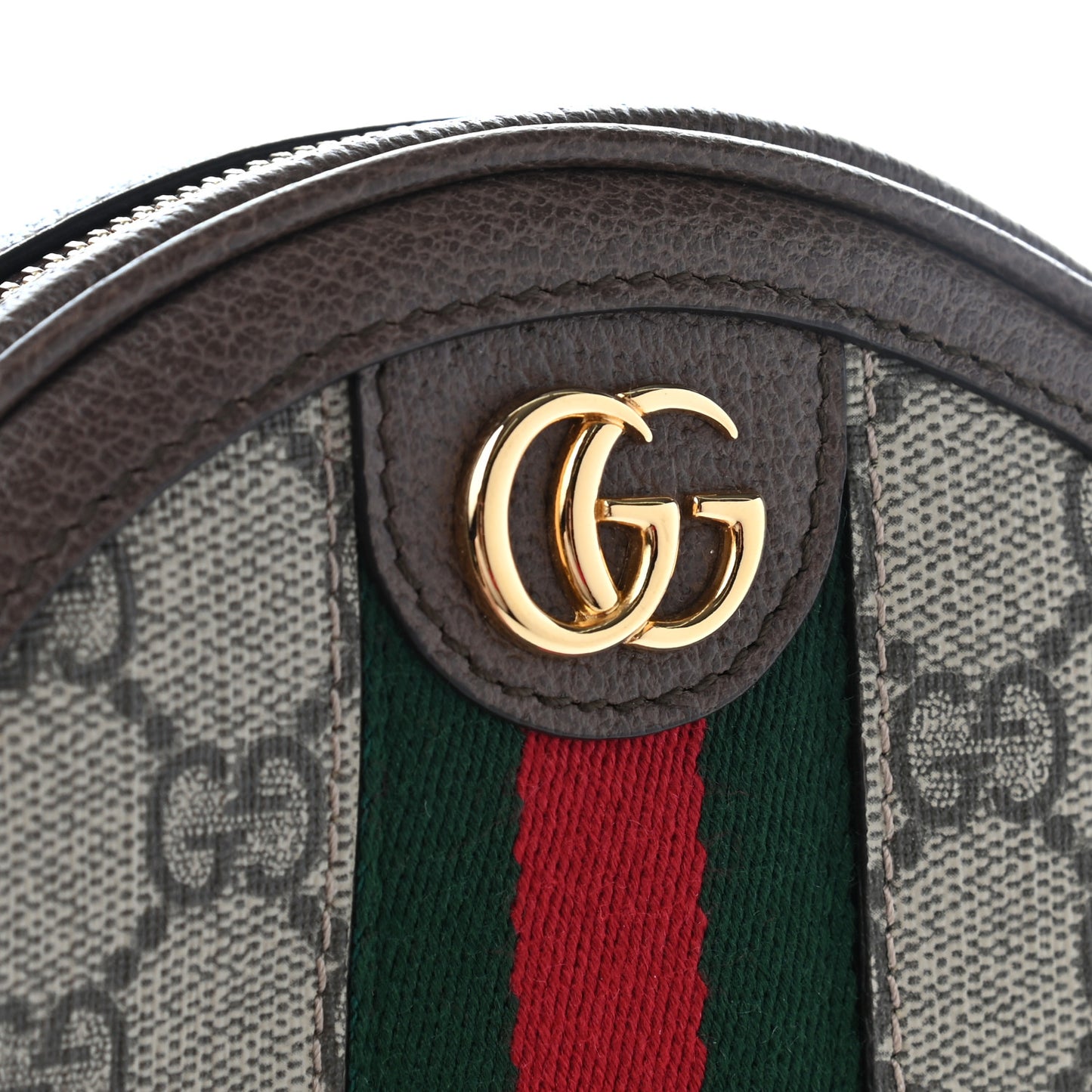 GG Supreme Monogram Web Ophidia Circle Wristlet Beige New Acero