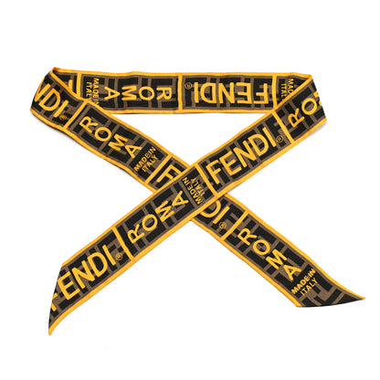 Fendi Silk FF 1974 Roma Logo Wrappy Scarf Tobacco Yellow 1 of 6