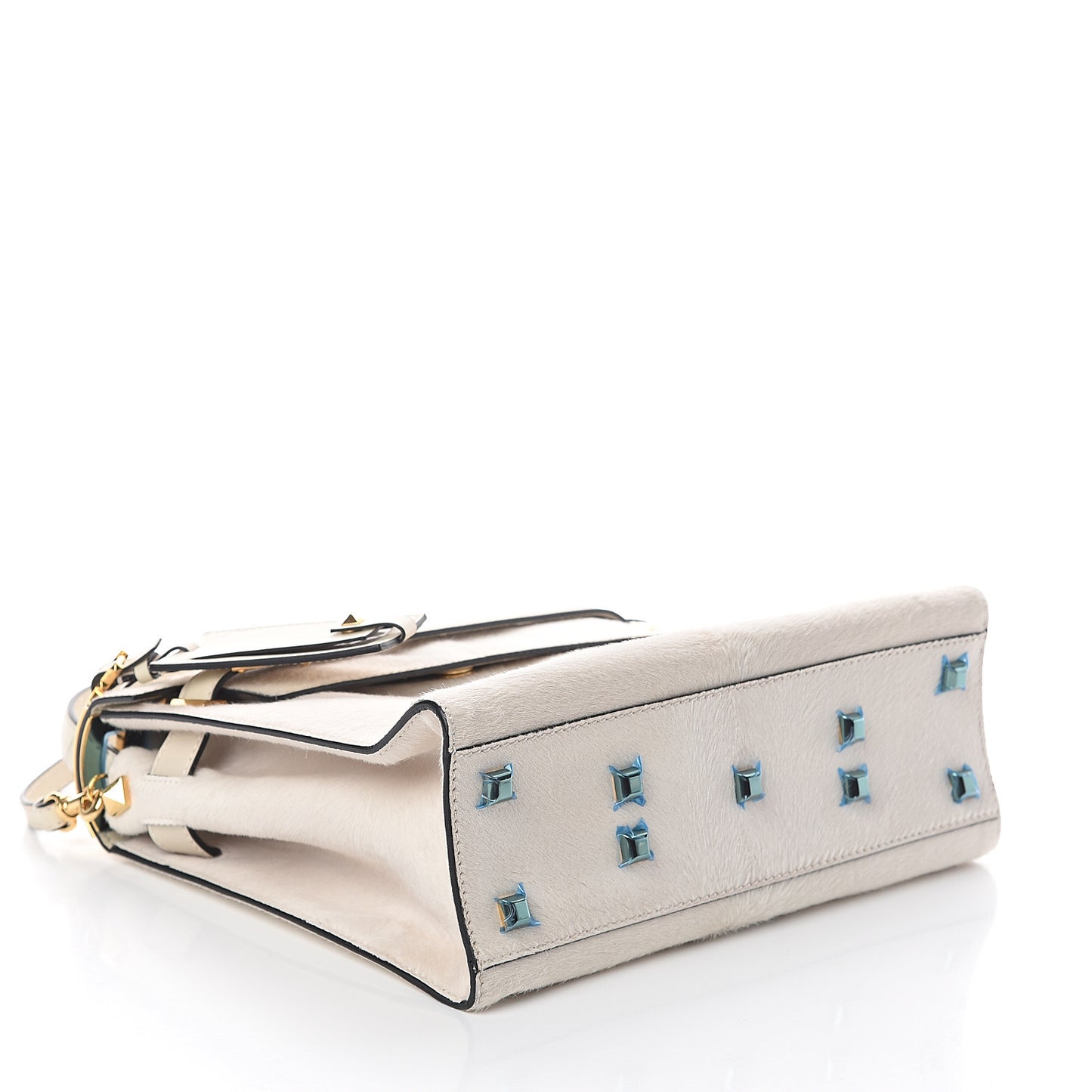 Calf Hair My Rockstud Frame Bag Light Ivory