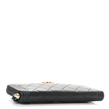 Chanel Caviar Quilted Boy Long Zip Around Wallet Black 4 of 12