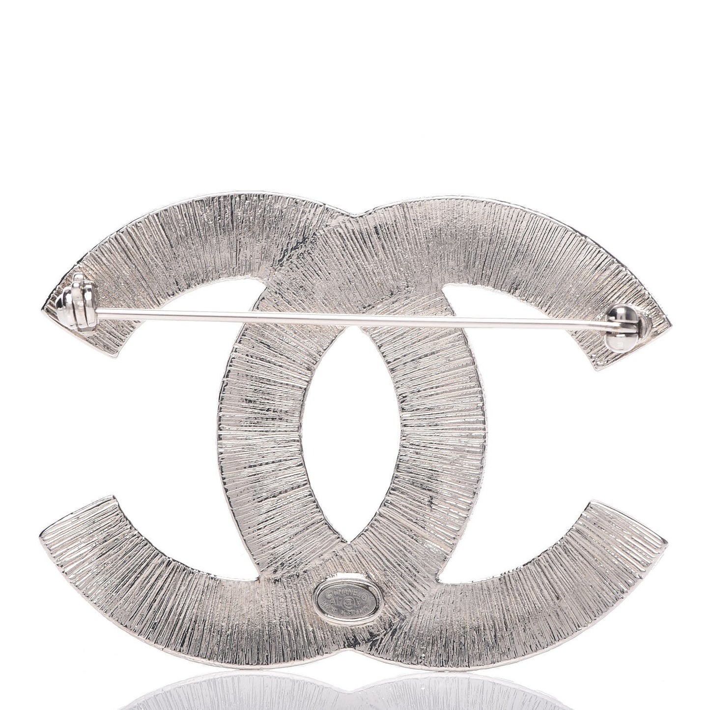 Baguette Crystal CC Brooch Silver