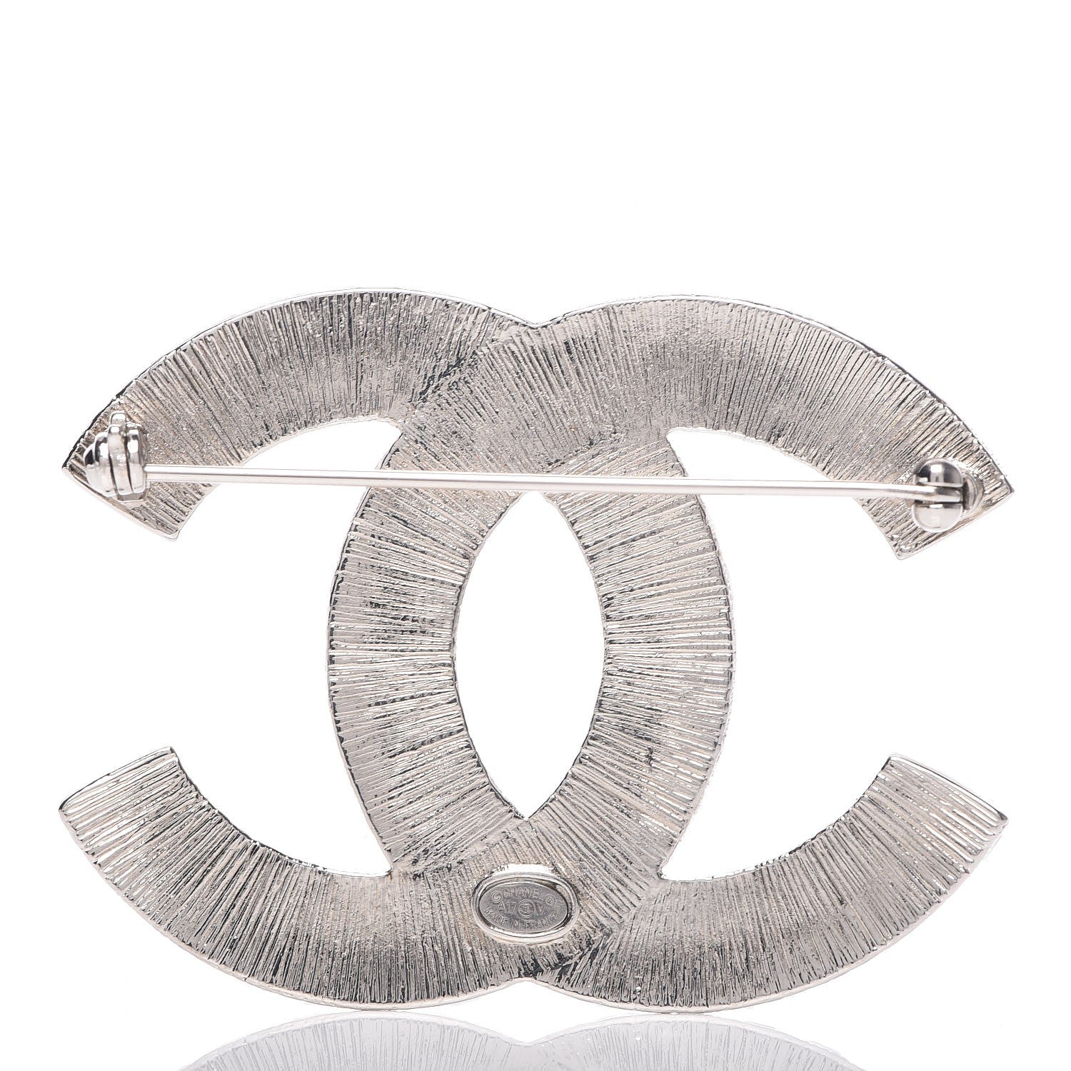 Chanel Baguette Crystal CC Brooch Silver 3 of 5