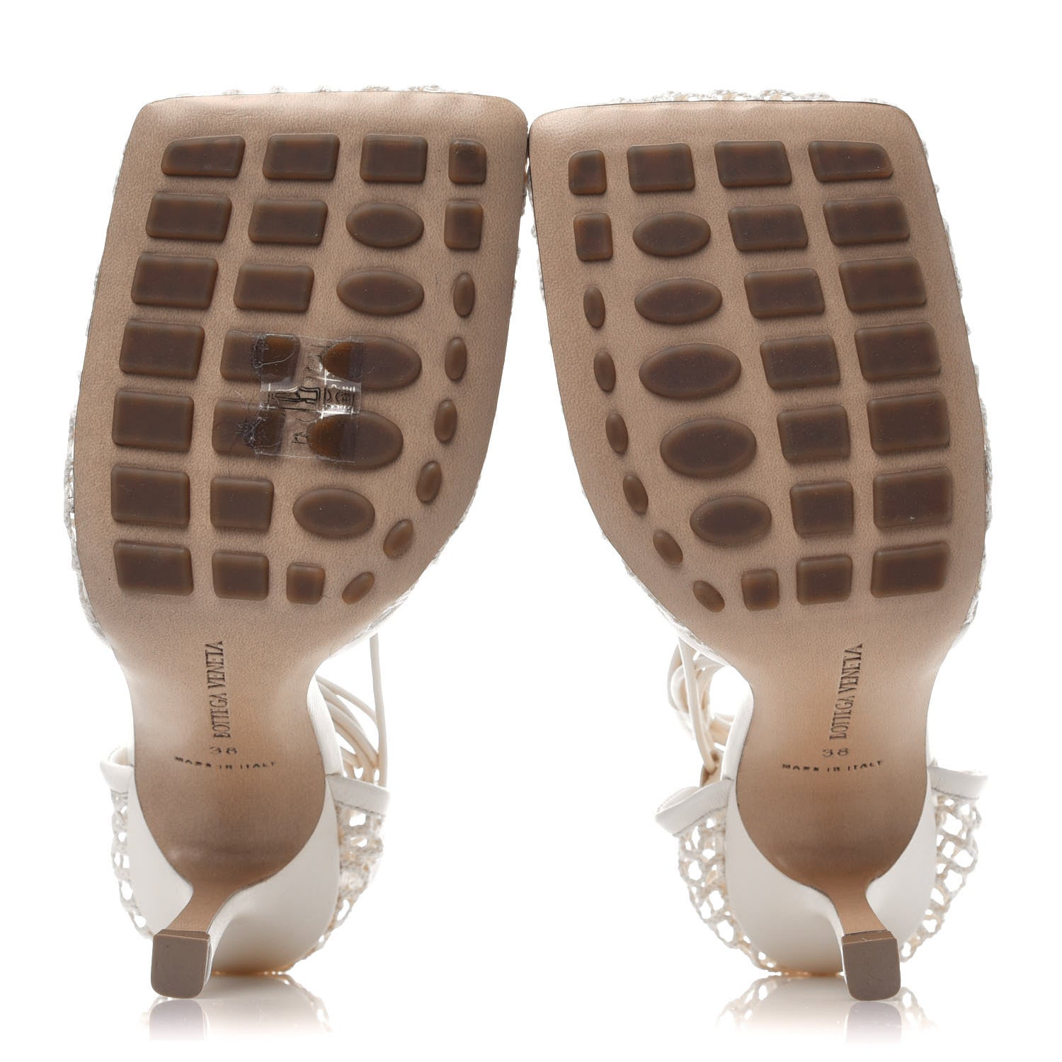Bottega Veneta Mesh Nappa Stretch Ankle Tie Sandals 38 White 9 of 16