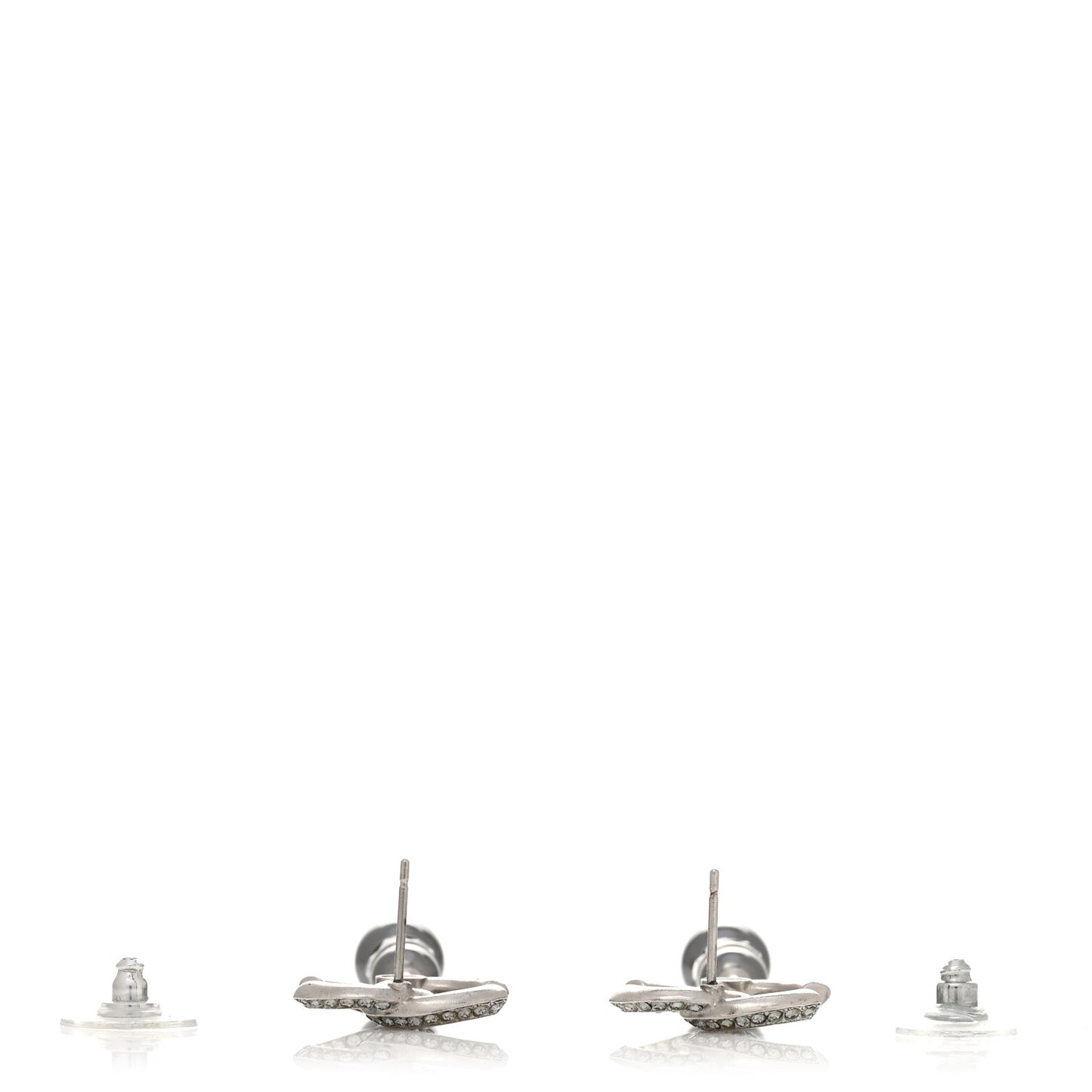 Crystal Pearl CC Drop Earrings Silver Grey