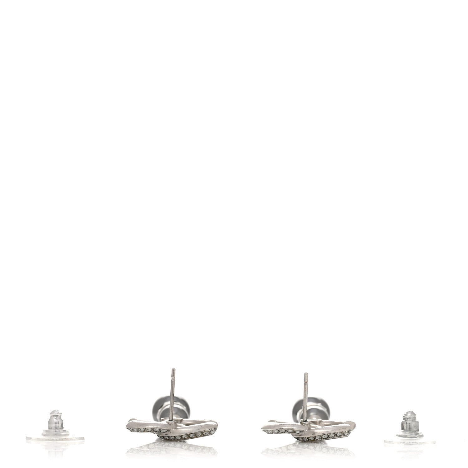 Chanel Crystal Pearl CC Drop Earrings Silver Grey 3 of 4