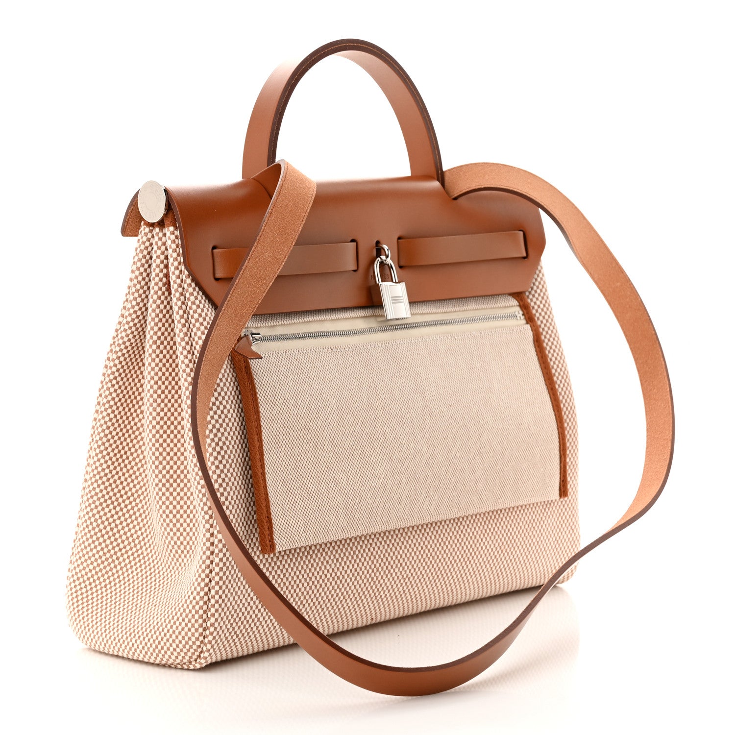 Hermes Vache Hunter Criss Viking Herbag Zip Retourne 31 PM Ecru Fauve 4 of 12