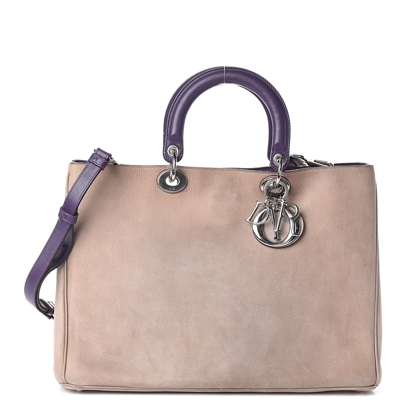 Nubuck Large Diorissimo Tote Beige Purple