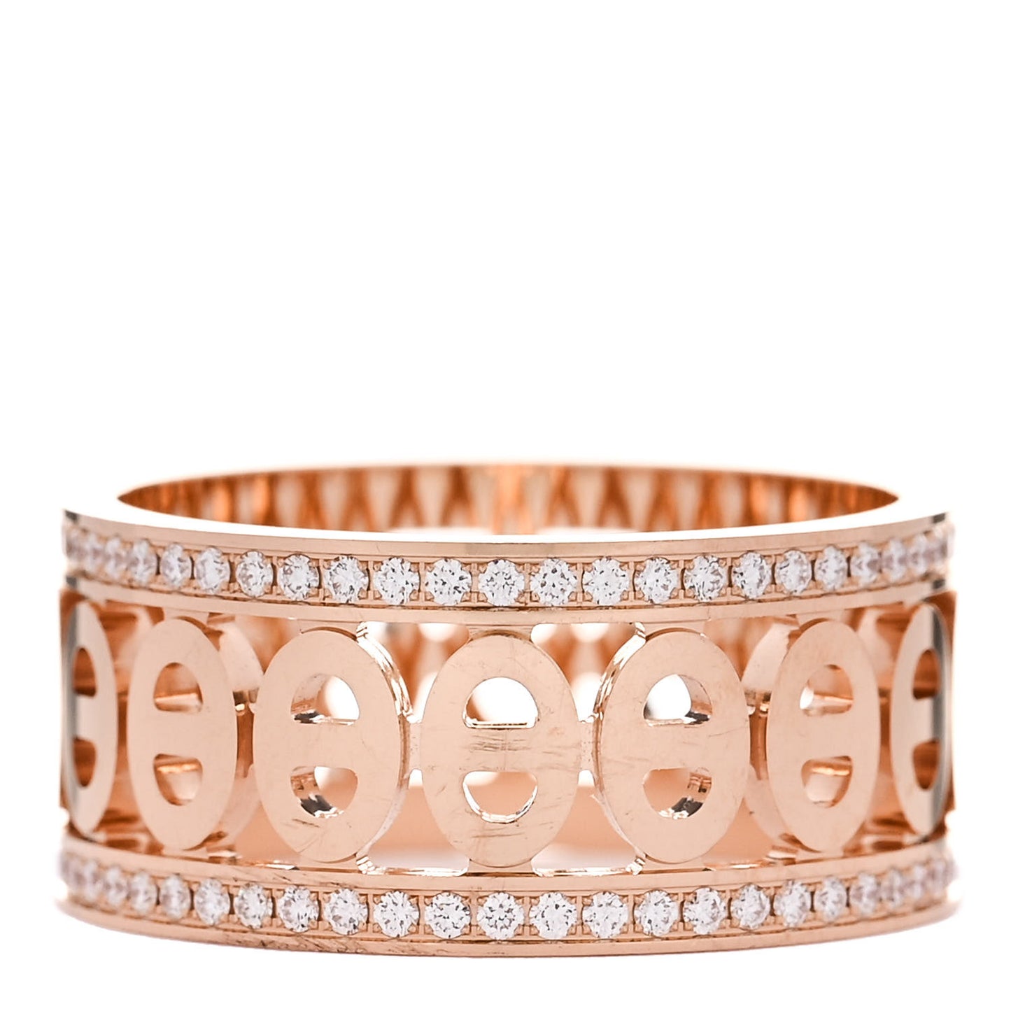 18K Rose Gold Diamond PM Chaine d'Ancre Divine Ring 55 7.25