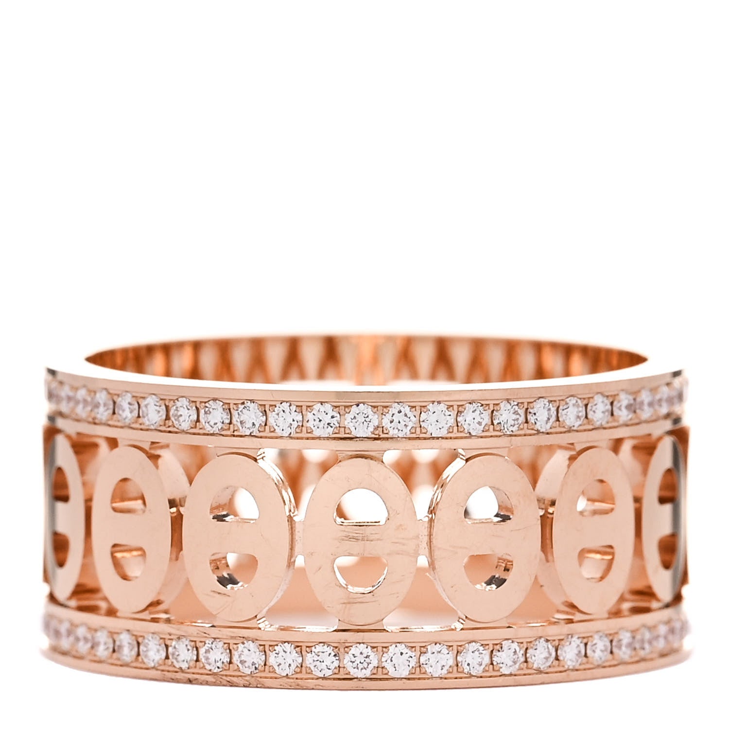 Hermes 18K Rose Gold Diamond PM Chaine d'Ancre Divine Ring 55 7.25 3 of 4