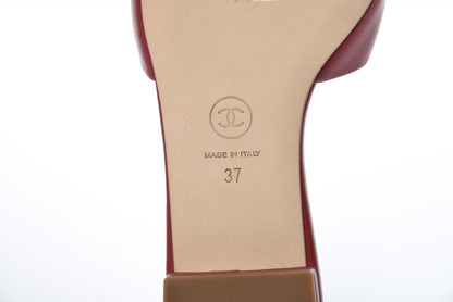 Chanel Lambskin Enamel CC Mules 37 Red 6 of 11