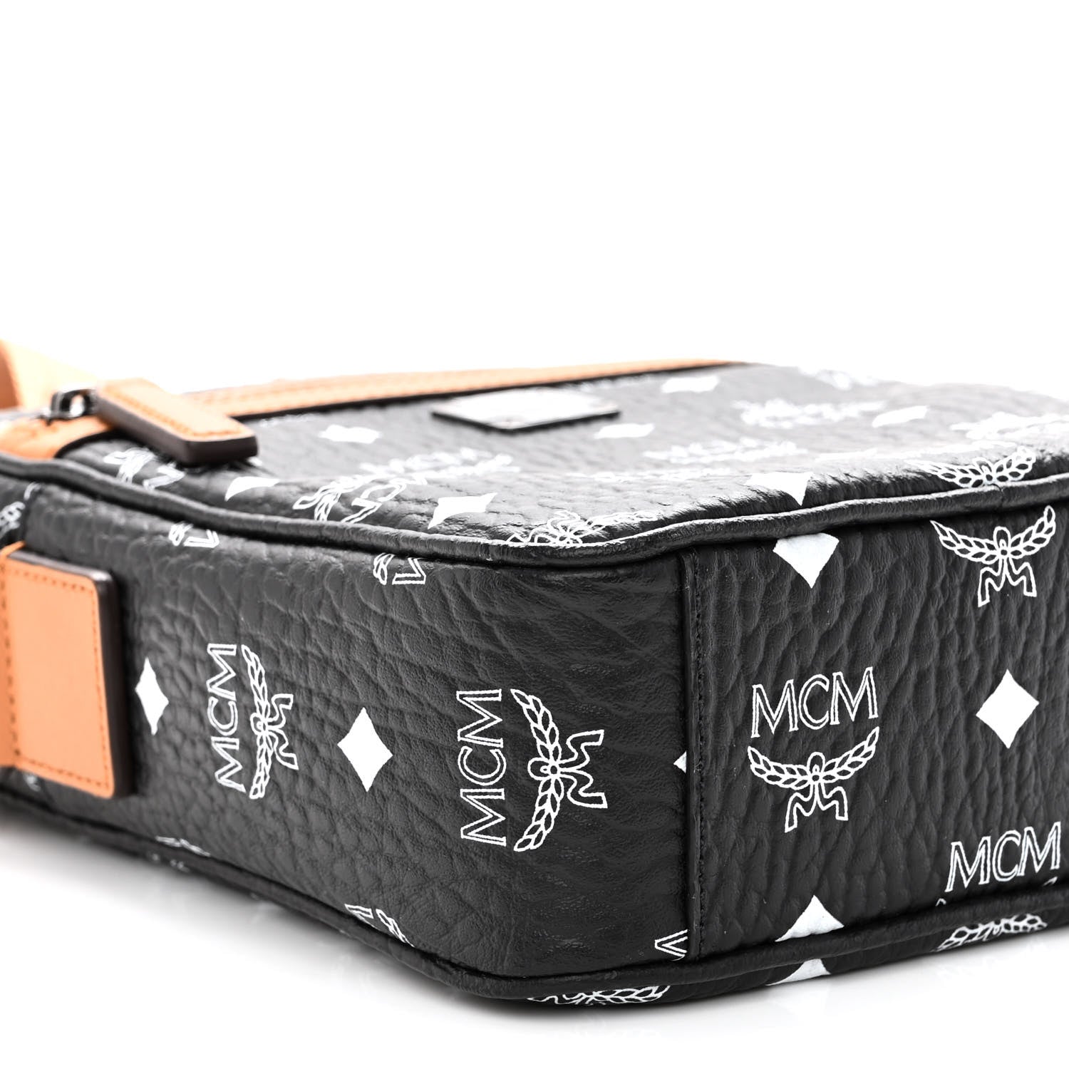 MCM Visetos Camera Crossbody Bag Black Cognac 8 of 9