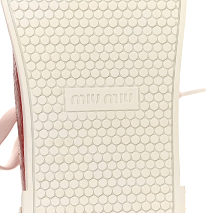 Miu Miu Crackled Goatskin Crystal Sneakers 39 Rosso 7 of 10