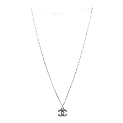 Chanel Crystal Timeless CC Necklace Silver 3 of 5