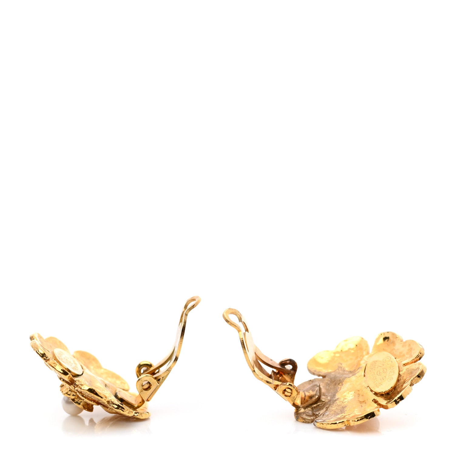 Chanel Pearl CC Flower Clip On Earrings Gold 3 of 6