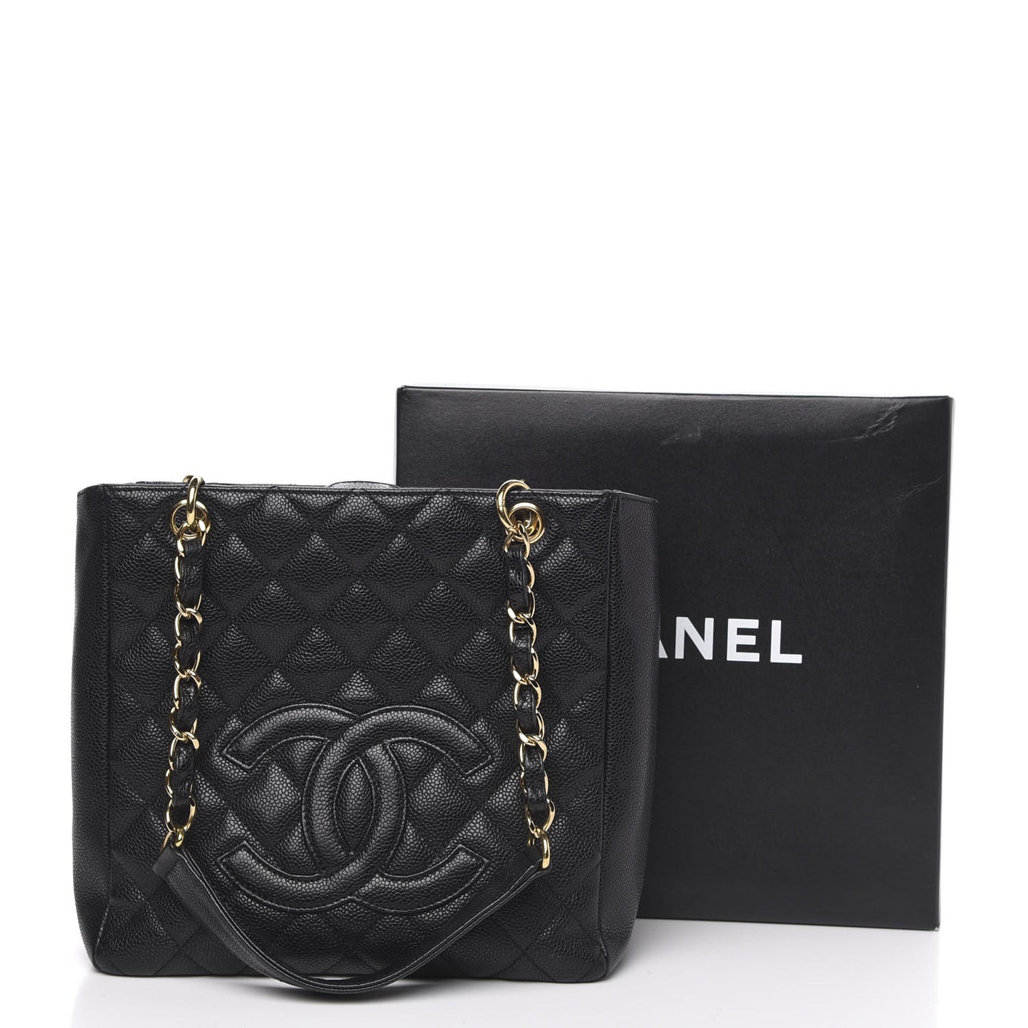 Caviar Quilted Petit Shopping Tote PST Black