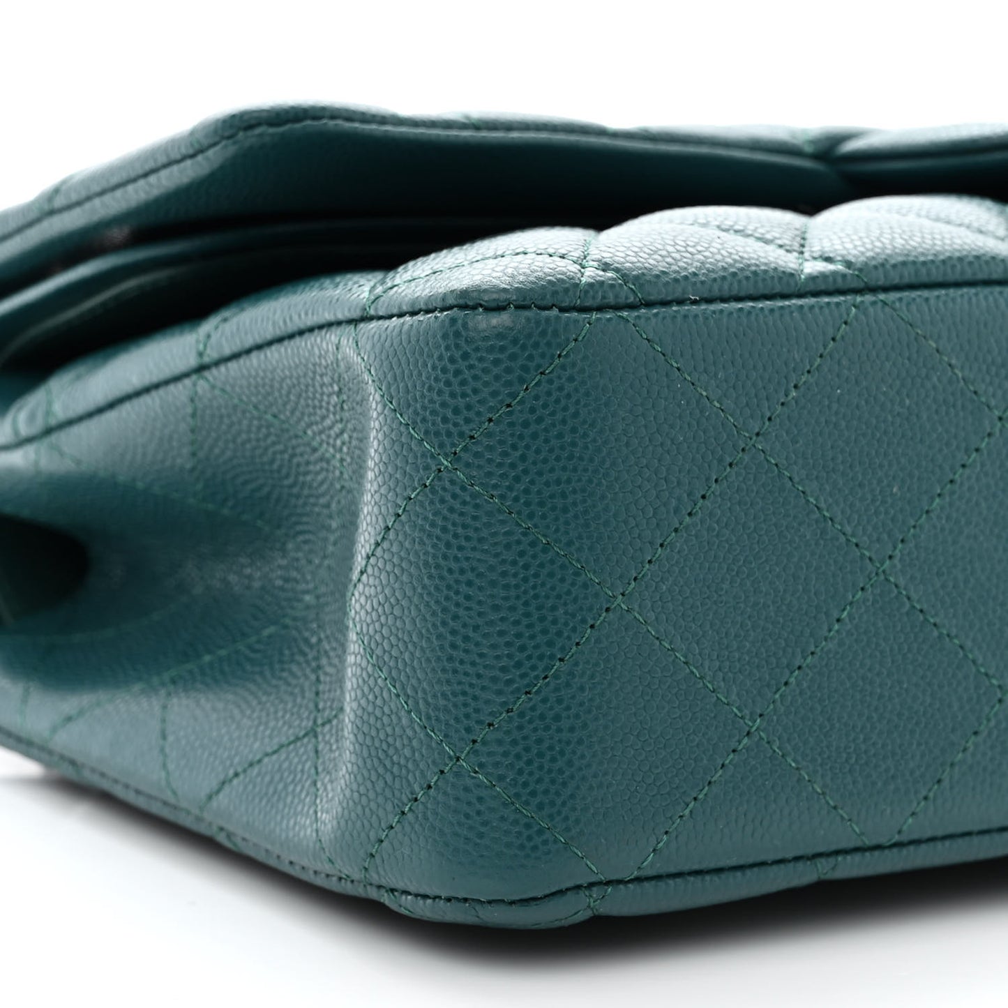 Caviar Quilted Medium Double Flap Dark Turquoise