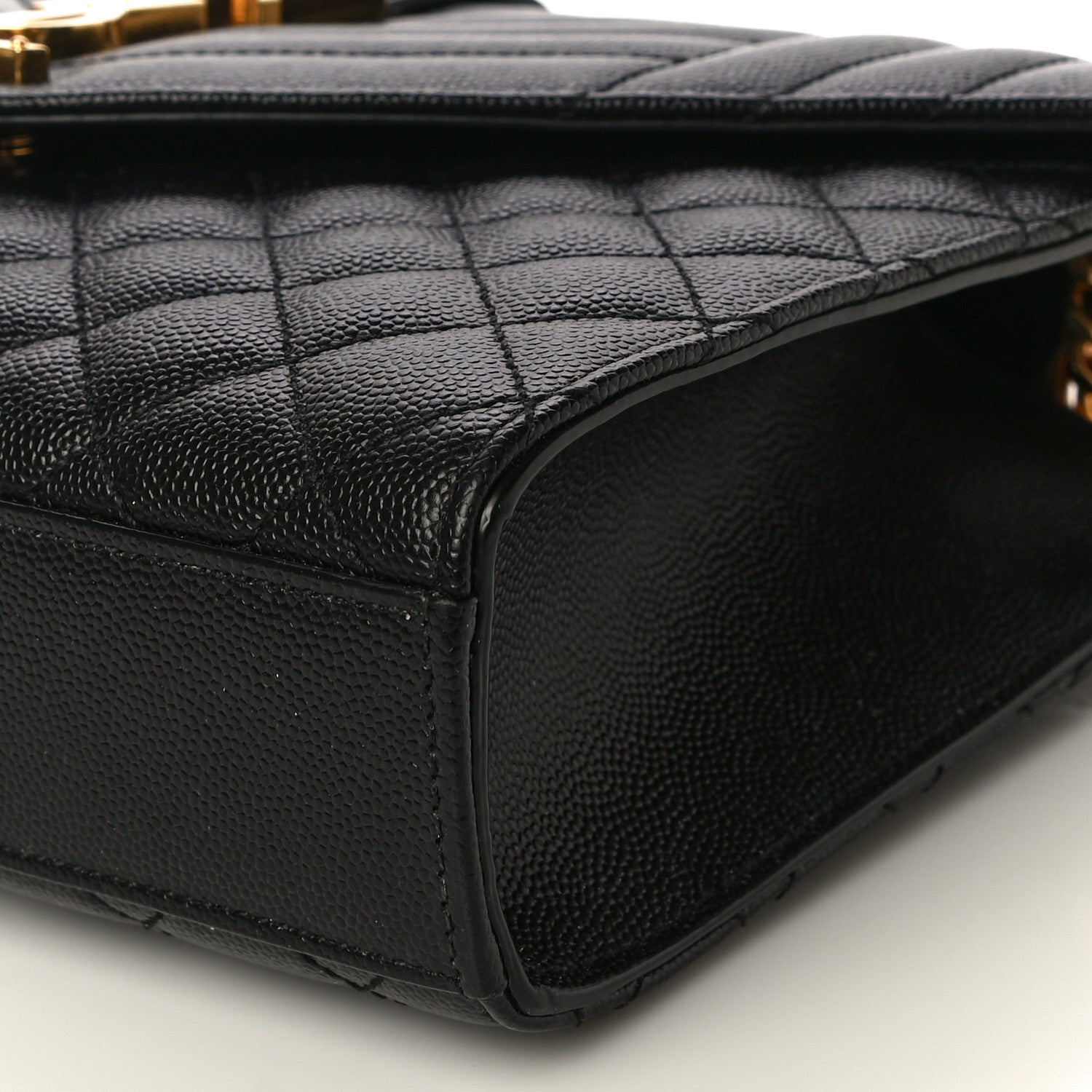 Saint Laurent Grain De Poudre Textured Mixed Matelasse Triquilt Medium Monogram Satchel Black 10 of 11