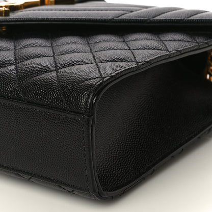 Saint Laurent Grain De Poudre Textured Mixed Matelasse Triquilt Medium Monogram Satchel Black 10 of 11
