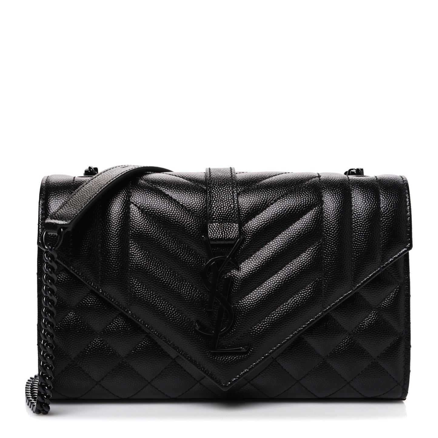 Grain De Poudre Textured Mixed Matelasse Triquilt Small Monogram Monochrome Satchel Black