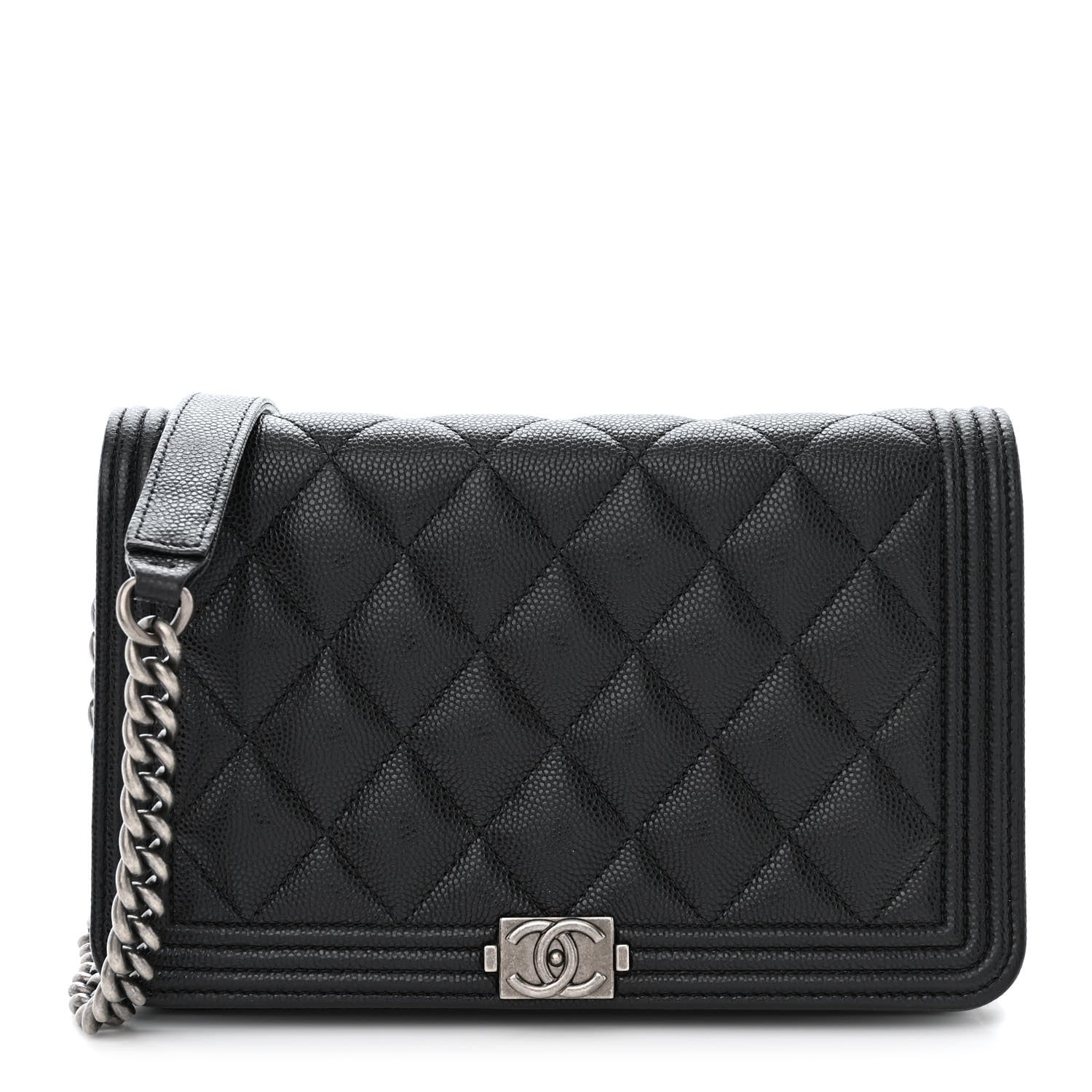 Chanel Caviar Quilted Boy Wallet On Chain WOC Black 1 of 12