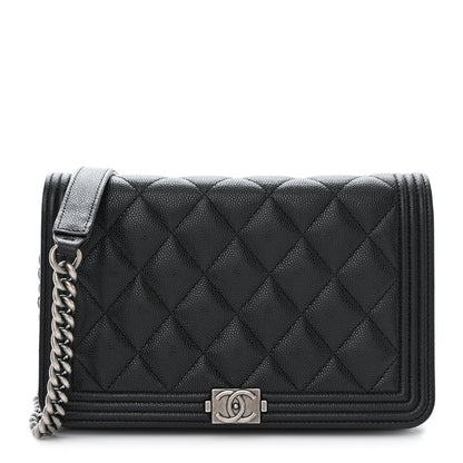 Chanel Caviar Quilted Boy Wallet On Chain WOC Black 1 of 12