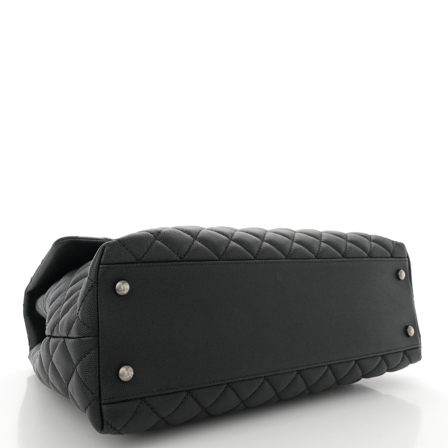 Caviar Quilted Large Coco Handle Flap  Black