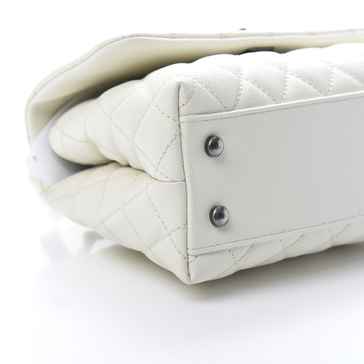 Caviar Lizard Quilted Mini Coco Handle Flap White