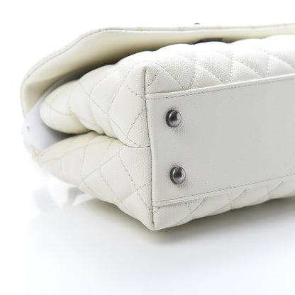Chanel Caviar Lizard Quilted Mini Coco Handle Flap White 9 of 11