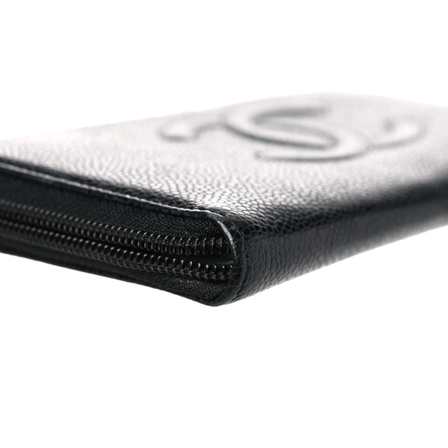 Caviar Large Timeless CC Zip Around Wallet Black