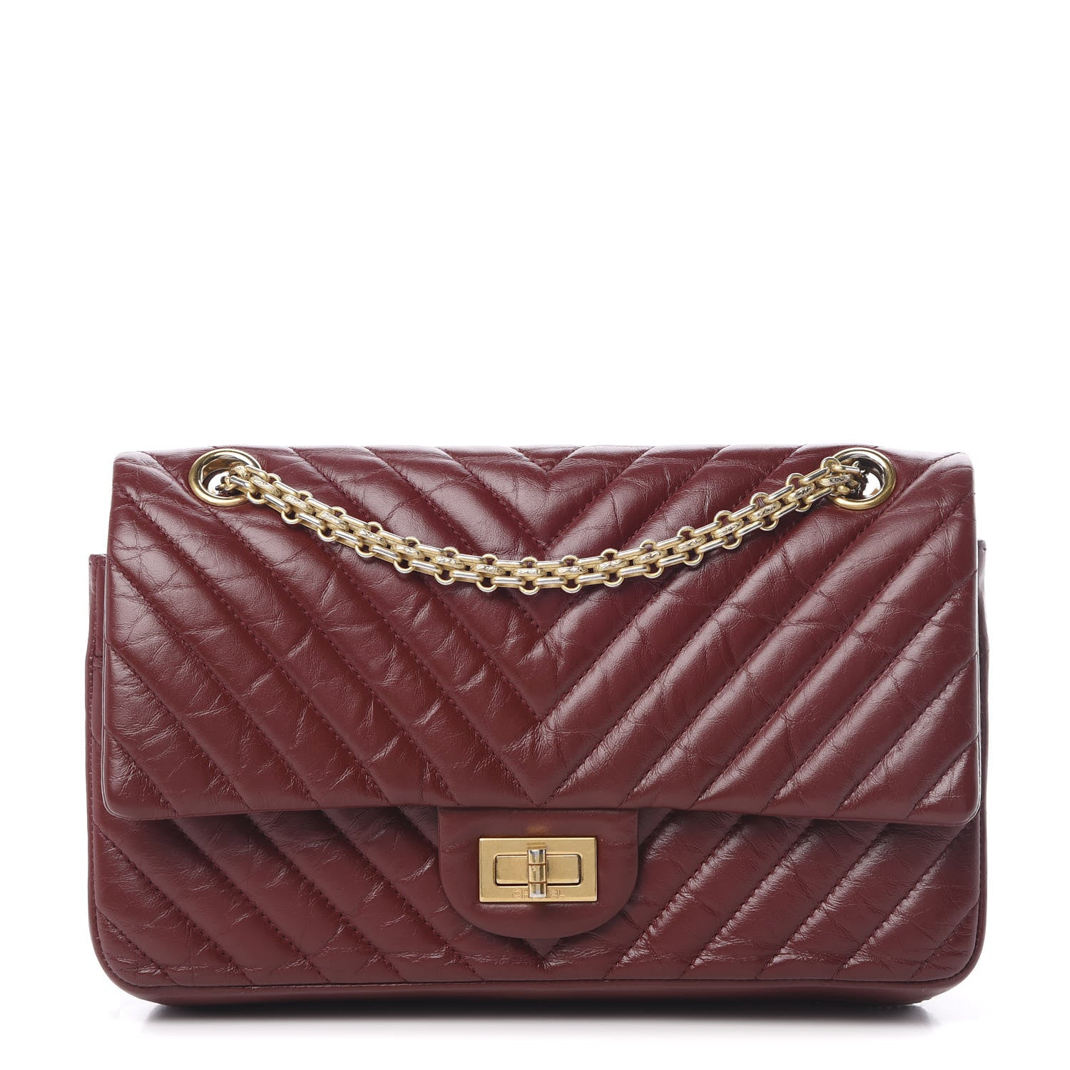 Chanel Aged Calfskin Chevron Quilted 2.55 Reissue 225 Flap Red 1 of 15