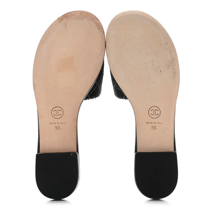 Chanel Pearl Embroidery CC Mules 36 Black 5 of 10