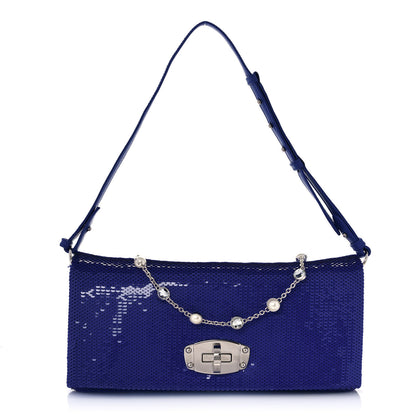 Miu Miu Paillettes Crystal Sequin Flap Blue 1 of 8