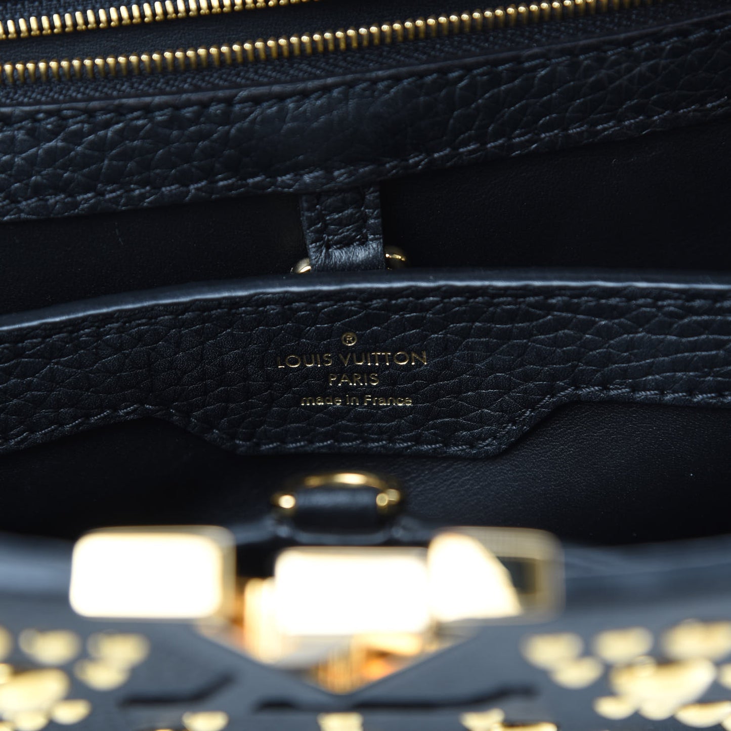 Taurillon Studded Sol Capucines PM Black