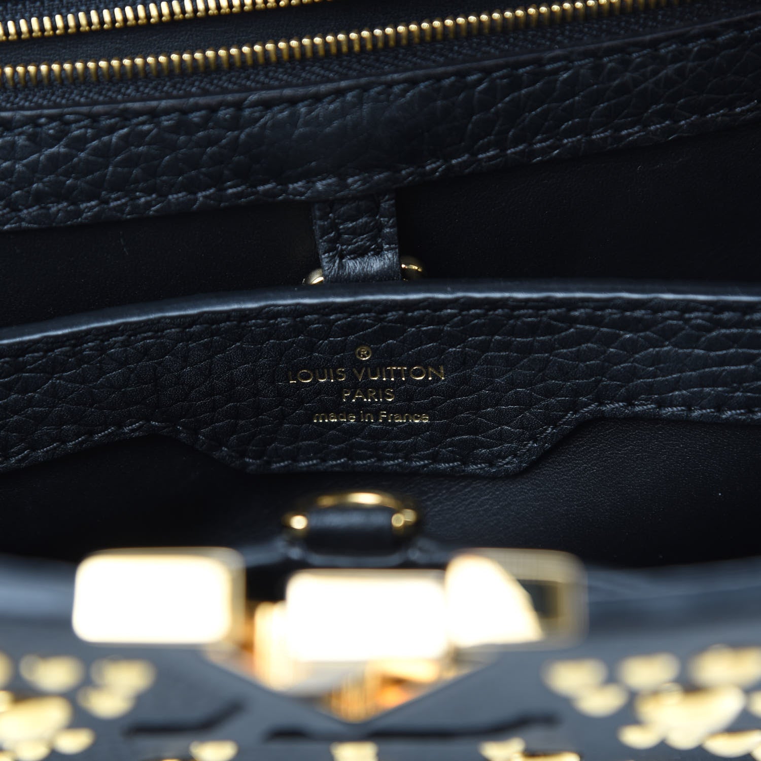 Louis Vuitton Taurillon Studded Sol Capucines PM Black 6 of 11