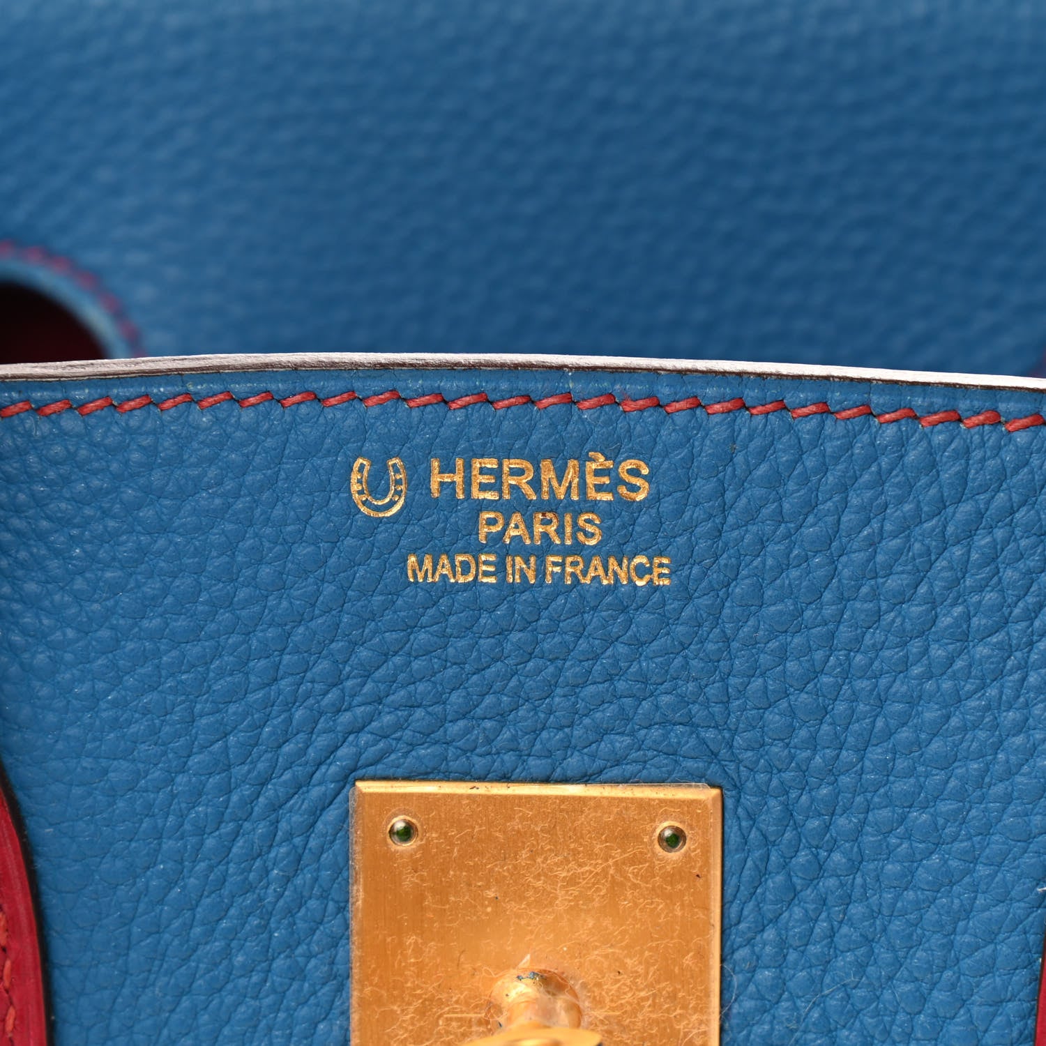 Hermes Togo Bi Color Horseshoe Birkin 35 Mykonos Rubis 6 of 15