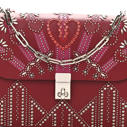 Valentino Garavani Vitello Loveblade Embellished Chain Flap Bag Rubino 6 of 7