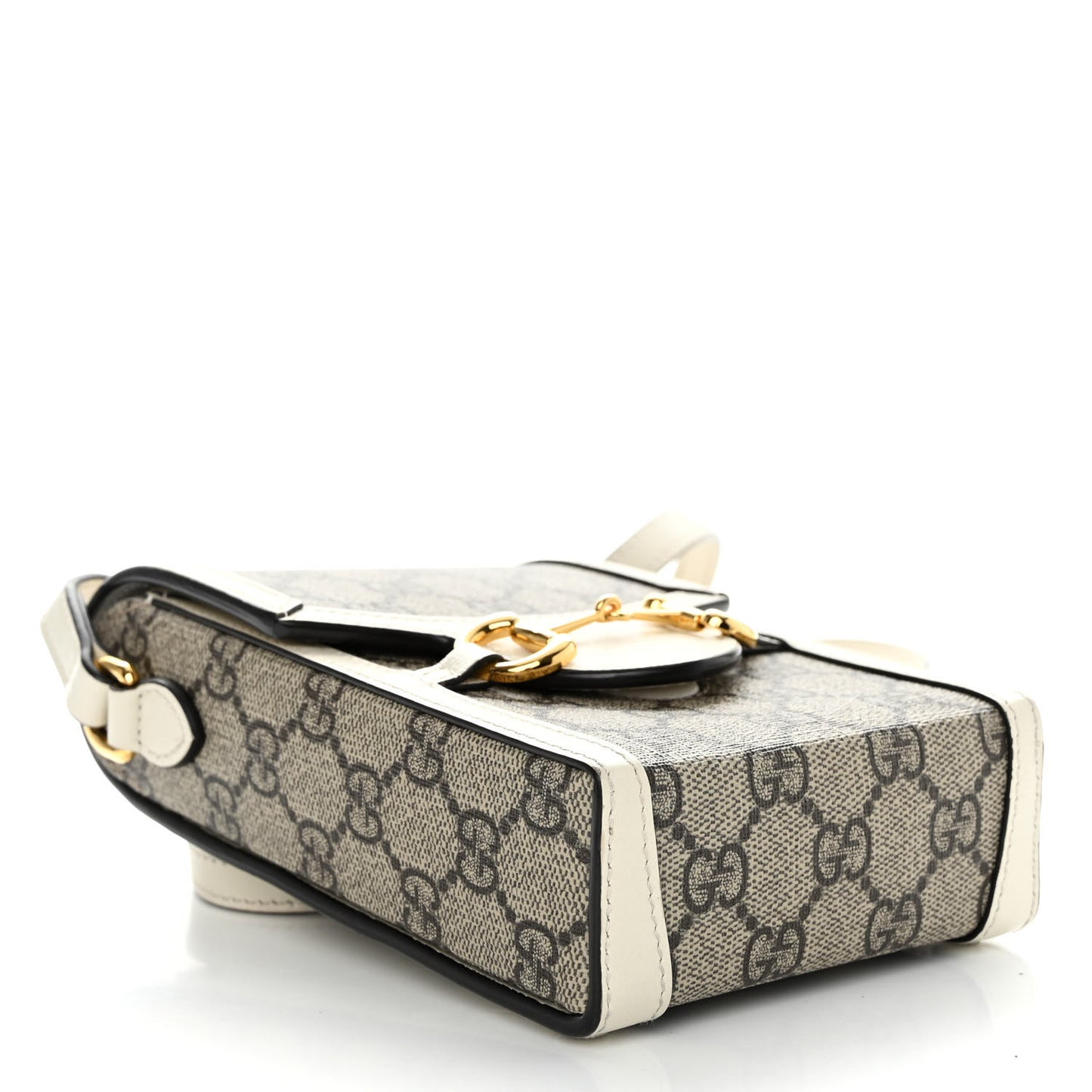 GG Supreme Monogram Azalea Calfskin Mini Horsebit 1955 Crossbody Bag Beige Ebony Mystic White