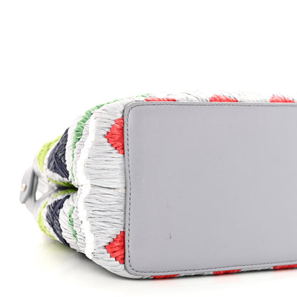 Fendi Nappa Raffia Embroidered Mini Peekaboo Iconic Satchel Grey Multicolor 9 of 10