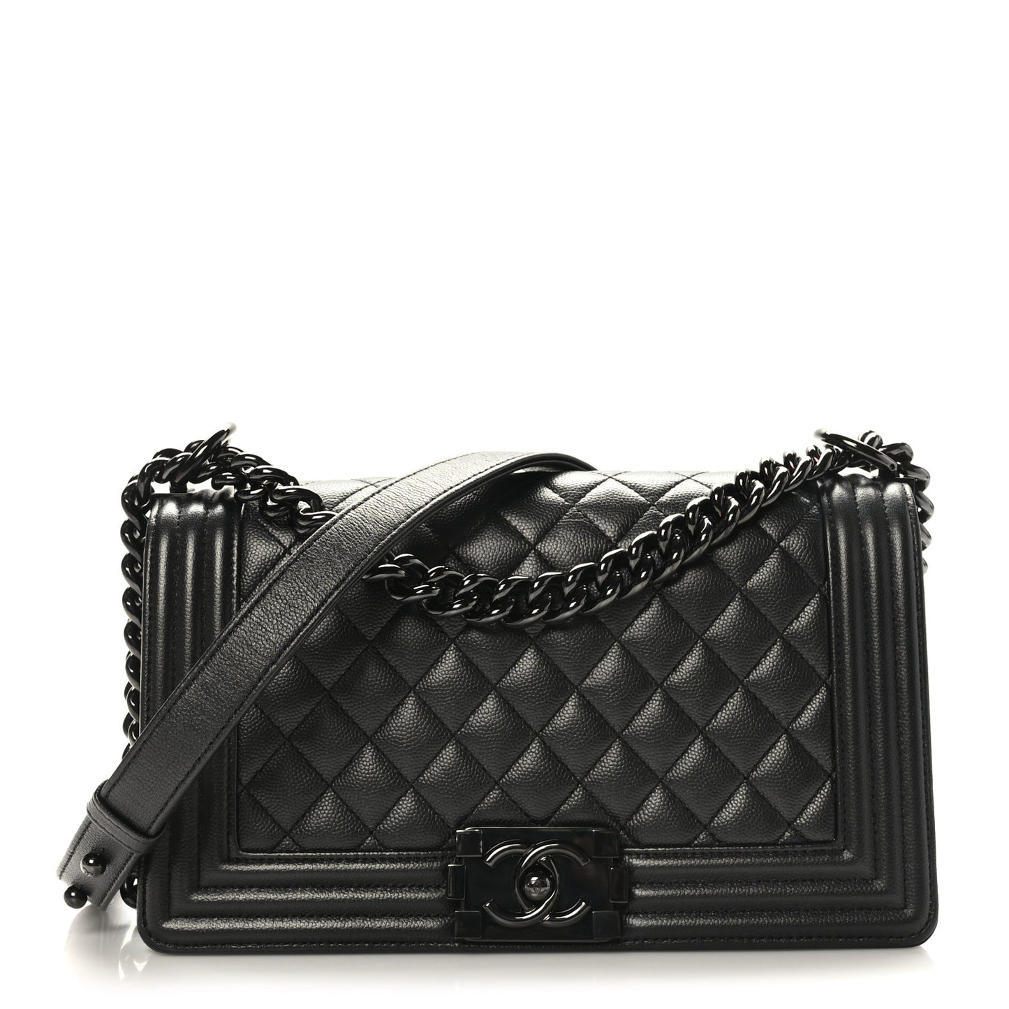 Caviar Quilted Medium Boy Flap So Black