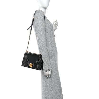 Christian Dior Lambskin Studded Medium Diorama Flap Bag Black 2 of 14