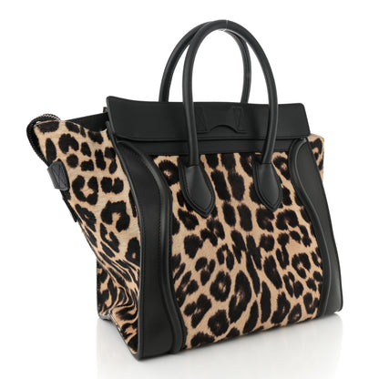 Celine Leopard Pony Hair Mini Luggage Black 2 of 10