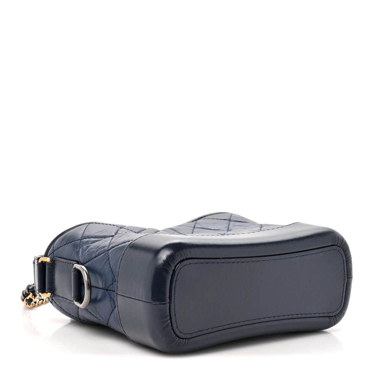 Aged Calfskin Quilted Small Gabrielle Hobo Navy