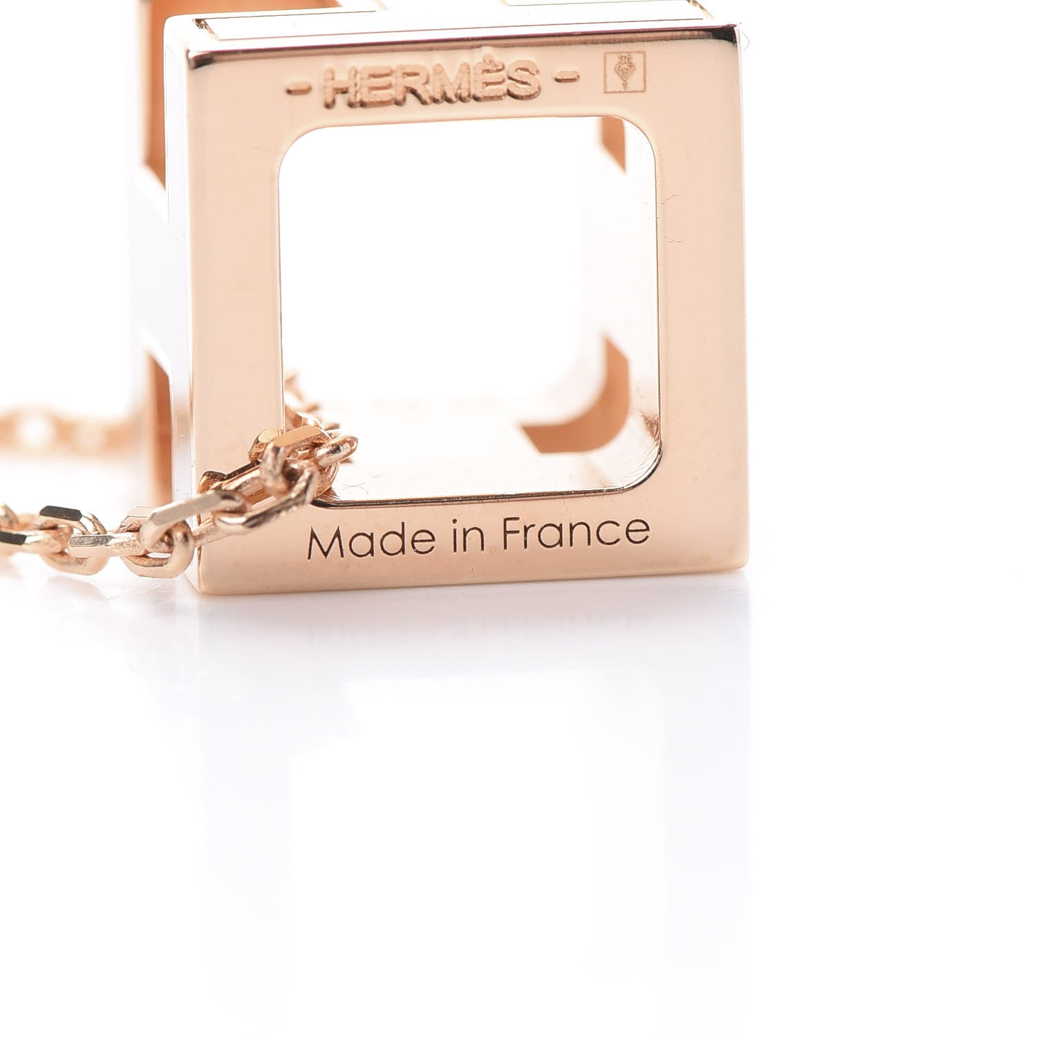 Hermes Rose Gold Lacquered Cage d'H Necklace Marron Glace 5 of 6