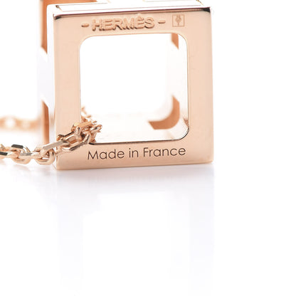 Hermes Rose Gold Lacquered Cage d'H Necklace Marron Glace 5 of 6