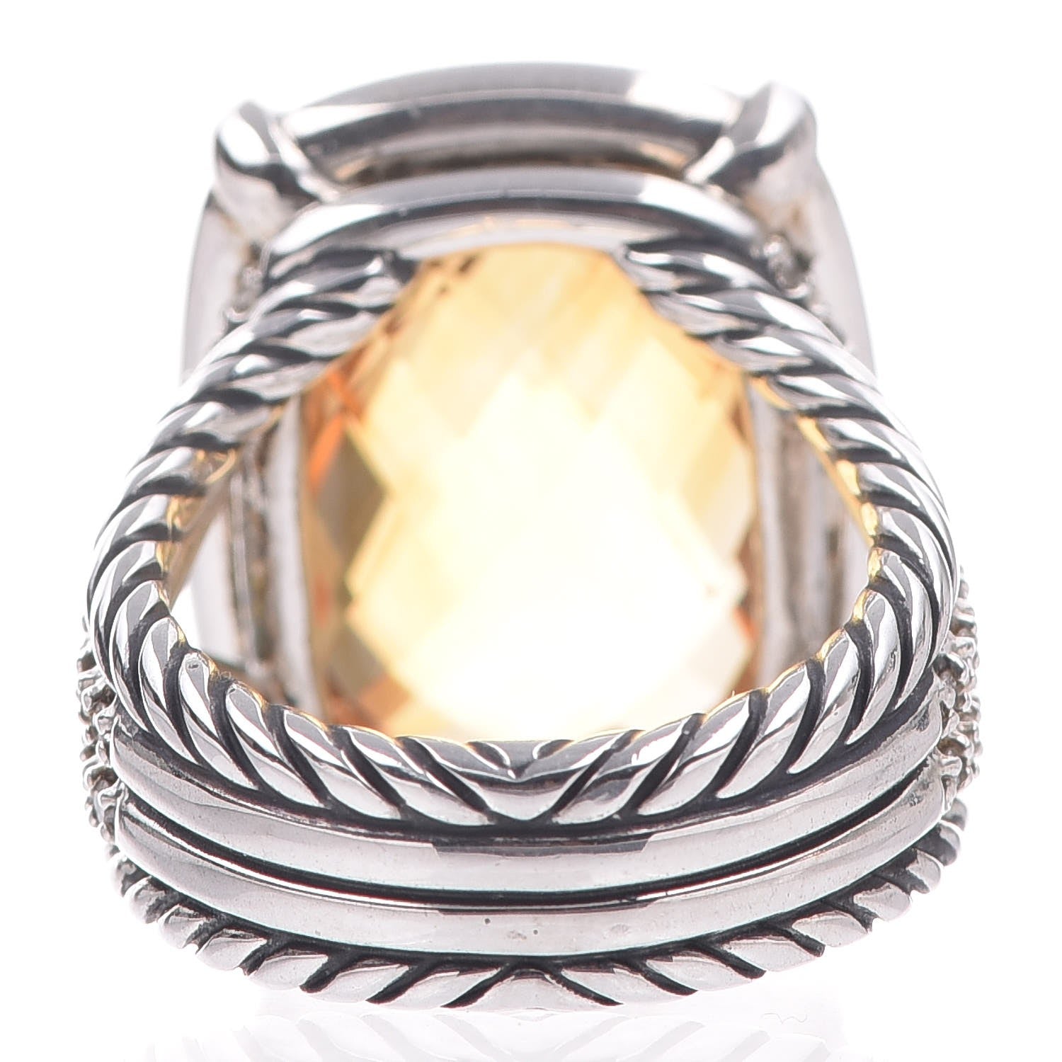 David Yurman Sterling Silver Diamond Citrine 20mm Chatelaine Ring 54.5 7 4 of 6