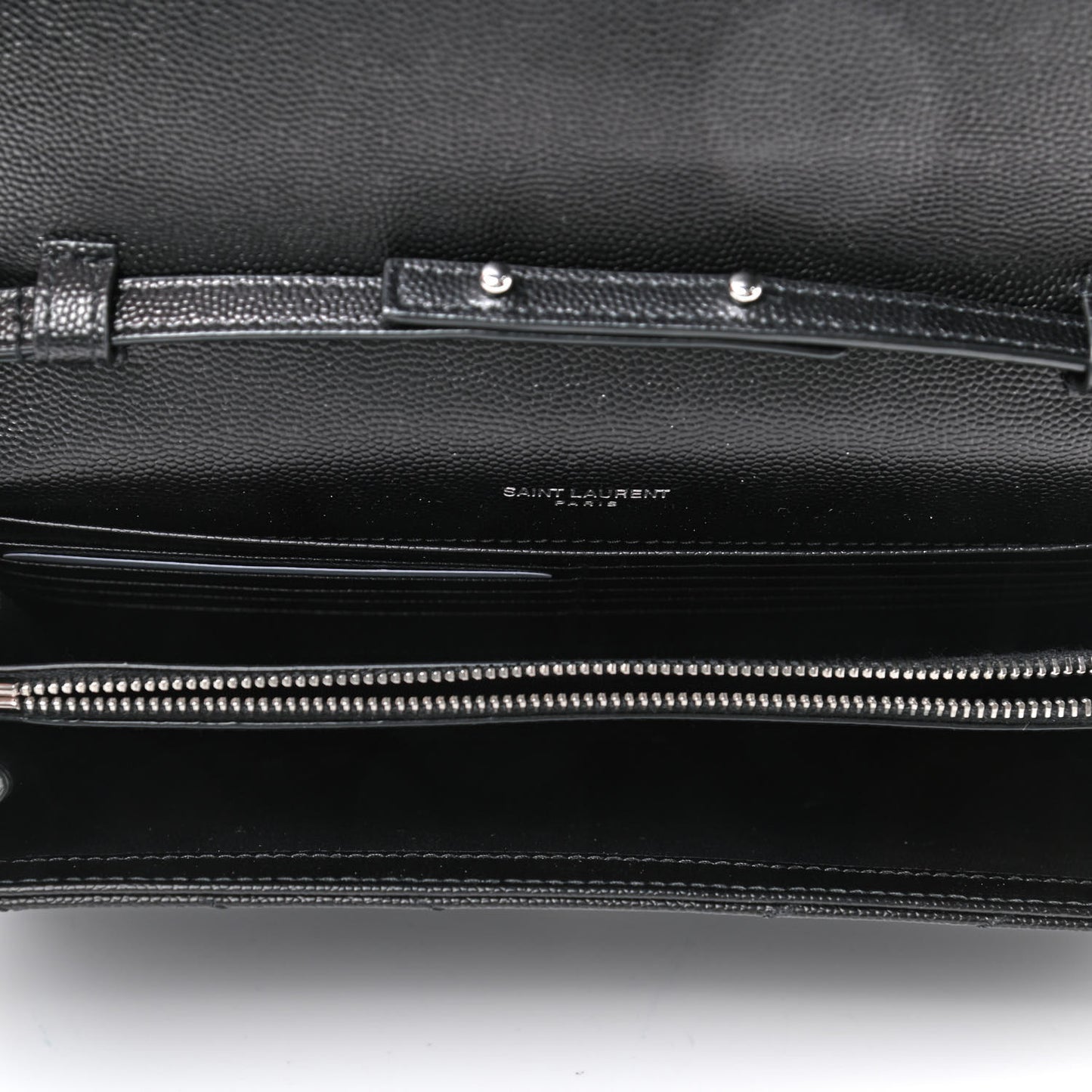 Grain De Poudre Matelasse Chevron Monogram Chain Wallet Black