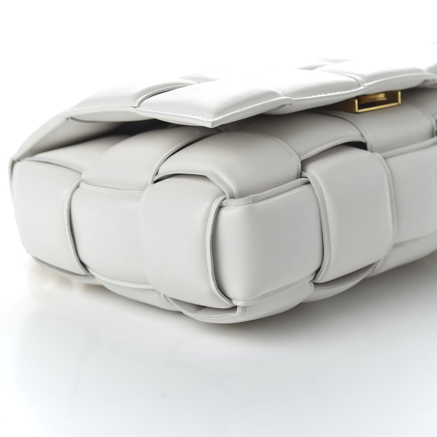 Lambskin Maxi Intreccio Padded Chain Cassette Crossbody Bag White