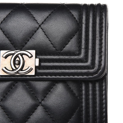 Chanel Lambskin Quilted Compact Boy Wallet Black 14 of 14